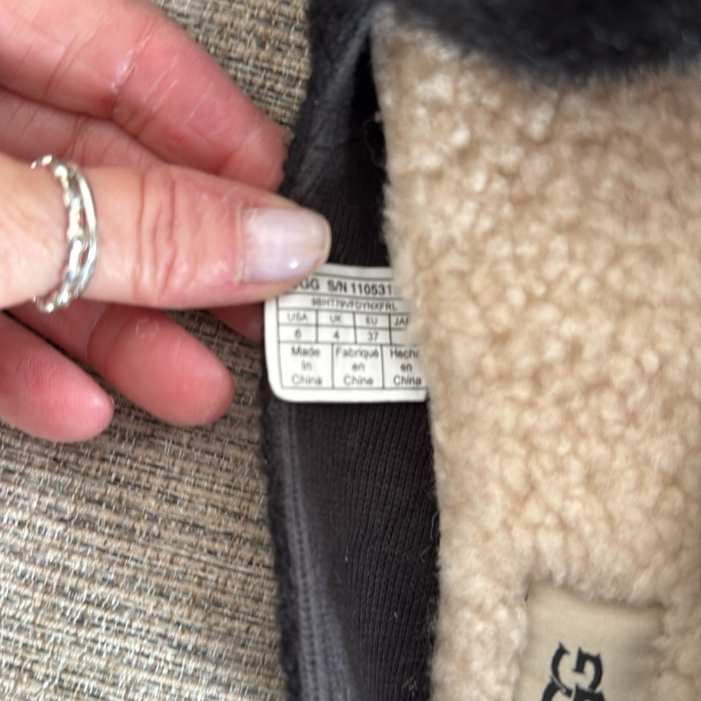 UGG Black Knit Slippers with Pom Pom - Picture 6 of 7